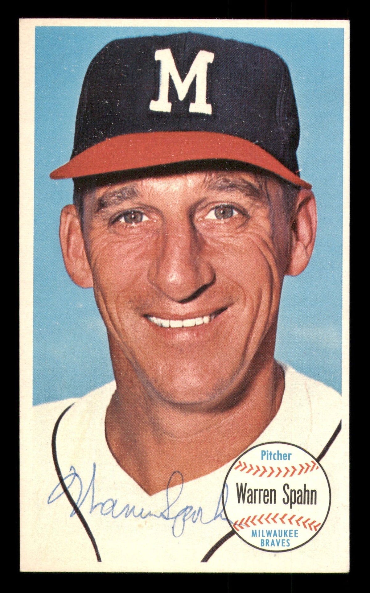 Warren Spahn Autographed 1964 Topps Giants Card #31 Milwaukee Braves