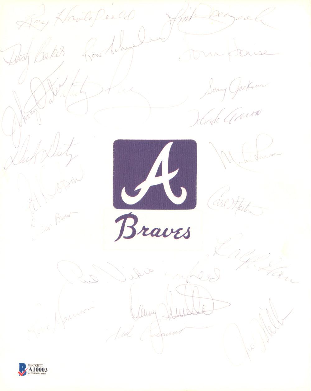 1973 Atlanta Braves Autographed 8x10 Cut Signature With 21 Total Signatures Including Hank Aaron Beckett BAS #A10003