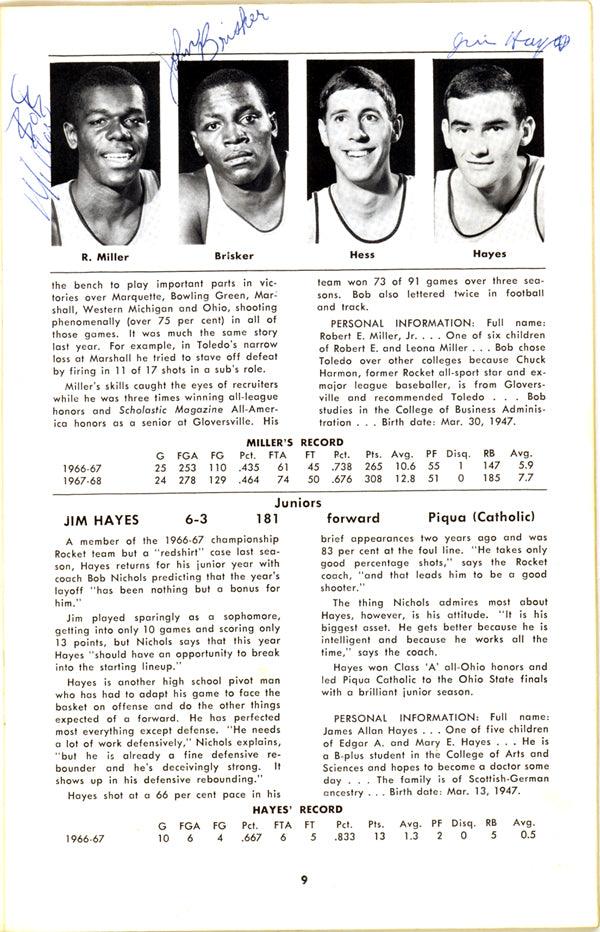 1968-1969 University of Toledo Autographed Press Guide With 15 Total Signatures Including John Brisker & Steve Mix PSA/DNA #AB06816