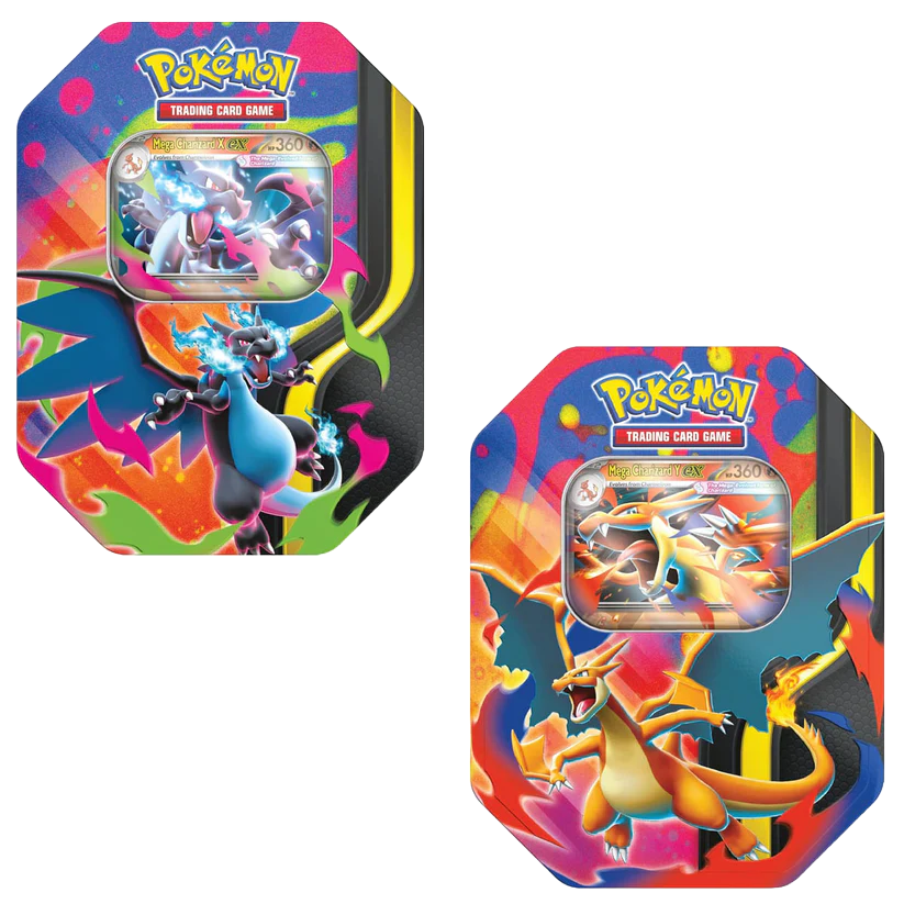 Pokémon TCG: Mega Charizard X/Y Tin (Factory Sealed Case of 6 Tins (3 of Each))