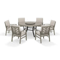 Peak Home Amario Round Outdoor Dining Set with Fixed Chair and Lazy Susan