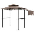 8' x 5' Double-Tiered BBQ Gazebo with Side Shelves, Khaki