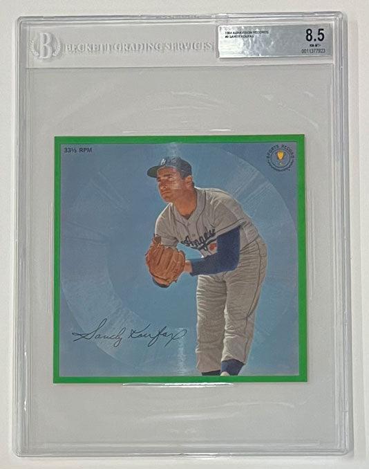 1964 Auravision Records #9 Sandy Koufax Los Angeles Dodgers 33 1/3 RPM 7 Inch Flexi Baseball Card (BGS 8.5 NM-MT+ 0011377923)