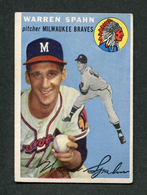 1954 Topps #20 Warren Spahn Milwaukee Braves Baseball Card (VG)