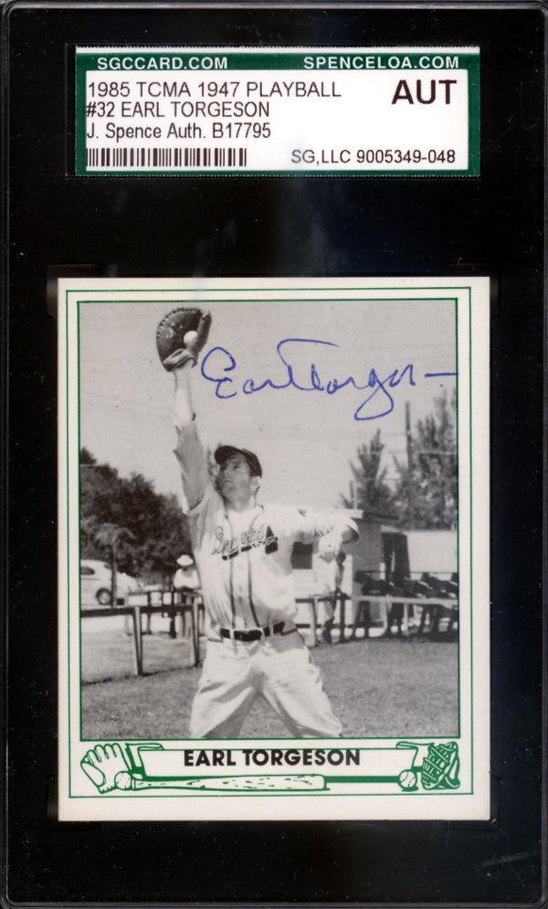 Earl Torgenson Autographed 1947 Play Ball Reprint Card #32 Boston Braves JSA #B17795