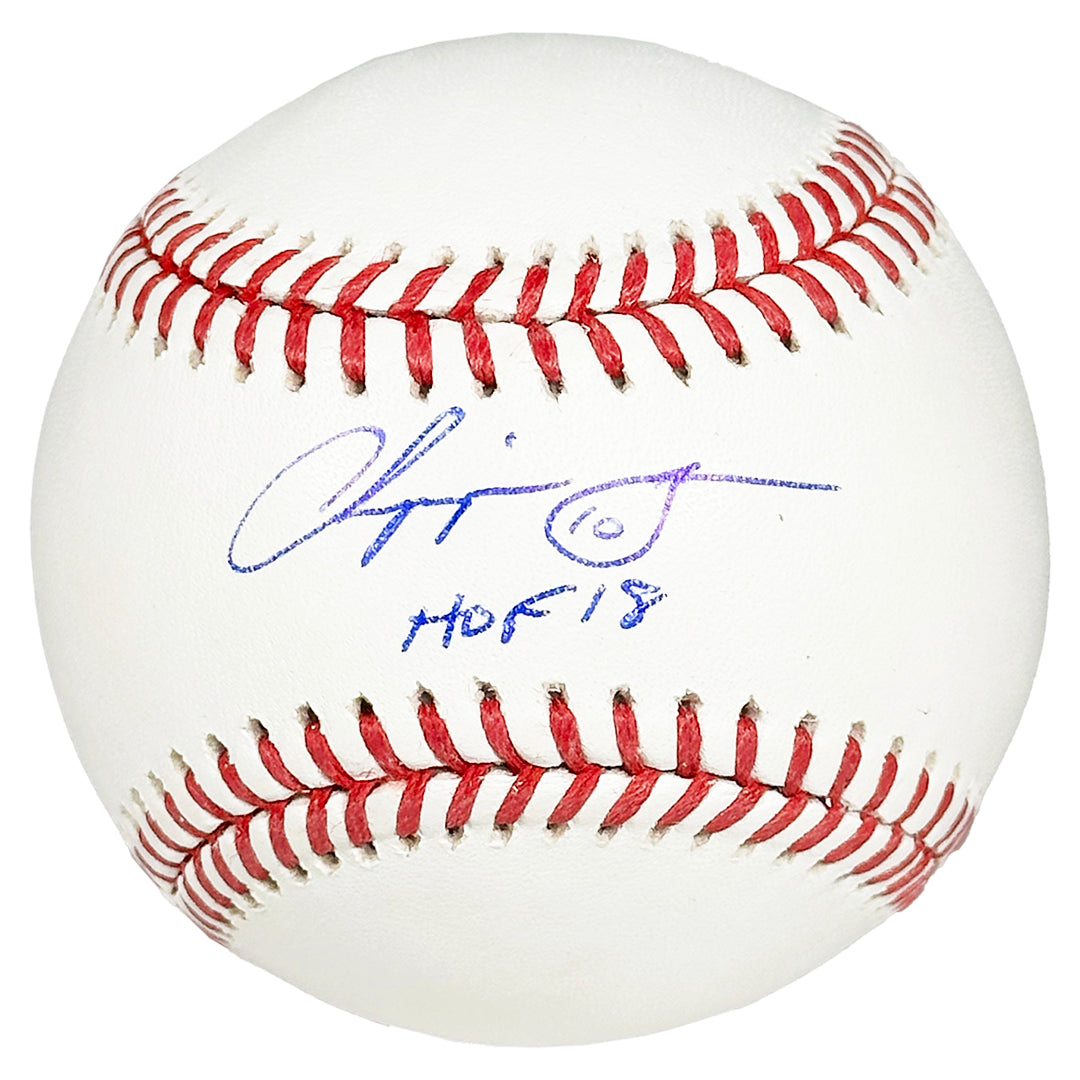 Chipper Jones Signed HOF 18 Inscription Rawlings Official Major League Baseball (JSA)