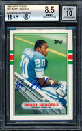 Barry Sanders Autographed 1989 Topps Traded Rookie Card #83T Detroit Lions BGS 8.5 Auto Grade Gem Mint 10 Beckett BAS Stock #209317