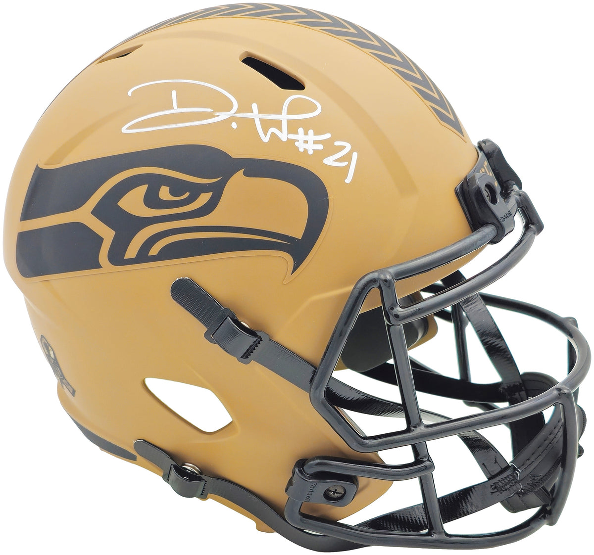 Devon Witherspoon Autographed Seattle Seahawks Camo Brown 2023 Salute to Service Full Size Speed Replica Helmet MCS Holo