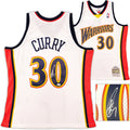 Golden State Warriors Stephen Curry Autographed White Authentic Mitchell & Ness 2009-10 HWC Swingman Rookie Year Jersey Size L JSA