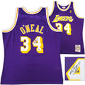 Los Angeles Lakers Shaquille Shaq O'Neal Autographed Purple Authentic Mitchell & Ness 1996-97 HWC Swingman Jersey Size XL Beckett BAS Witness