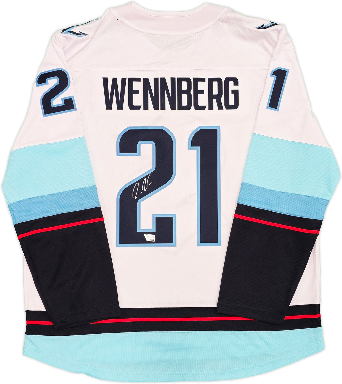 Seattle Kraken Alexander Wennberg Autographed White Fanatics Breakaway Jersey Size XL With Inaugural Season Patch Fanatics Holo