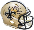 Drew Brees Autographed New Orleans Saints Gold Speed Mini Helmet "SB XLIV MVP" Beckett BAS Witness Stock #220585