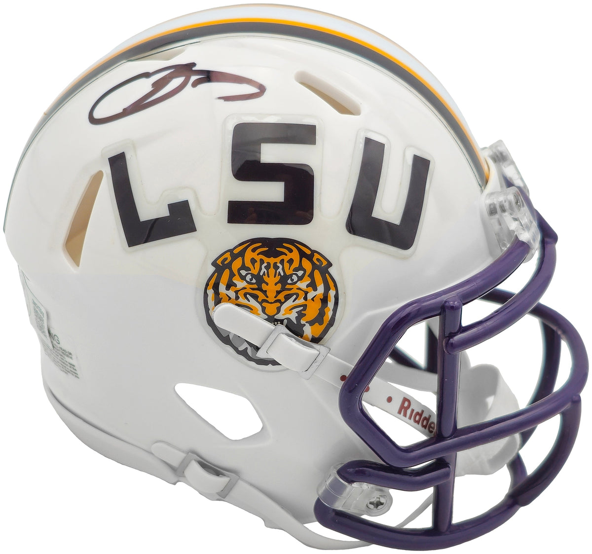 Odell Beckham Jr. Autographed LSU Tigers White Speed Mini Helmet Beckett BAS Witness