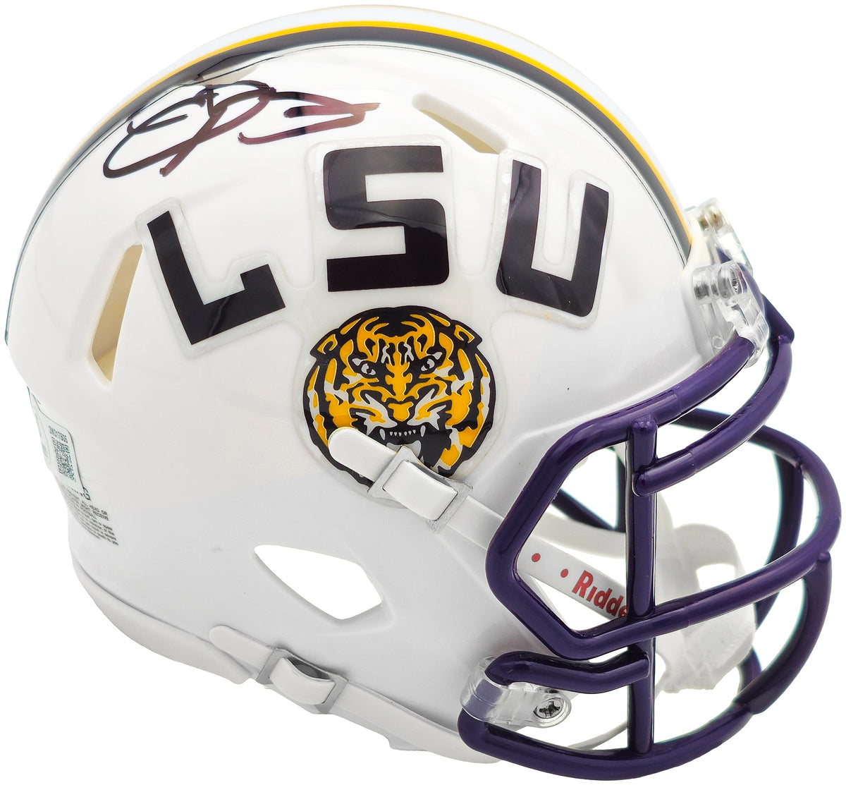 Odell Beckham Jr. Autographed LSU Tigers White Speed Mini Helmet Beckett BAS Witness