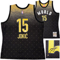 Denver Nuggets Nikola Jokic Autographed Black Authentic Mitchell & Ness HWC Swingman 2016 All Star Game World Jersey Size XL JSA