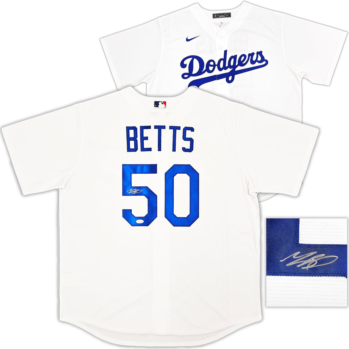 Los Angeles Dodgers Mookie Betts Autographed White Nike Jersey Size XL JSA
