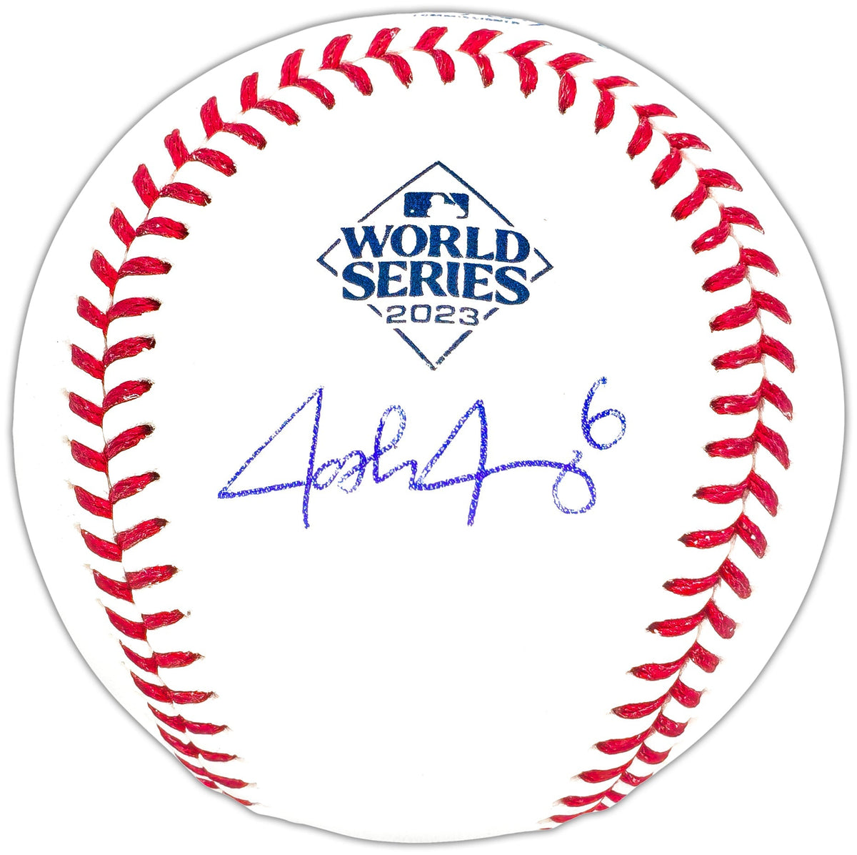 Josh Jung Autographed Official 2023 World Series Logo MLB Baseball Texas Rangers Beckett BAS Witness