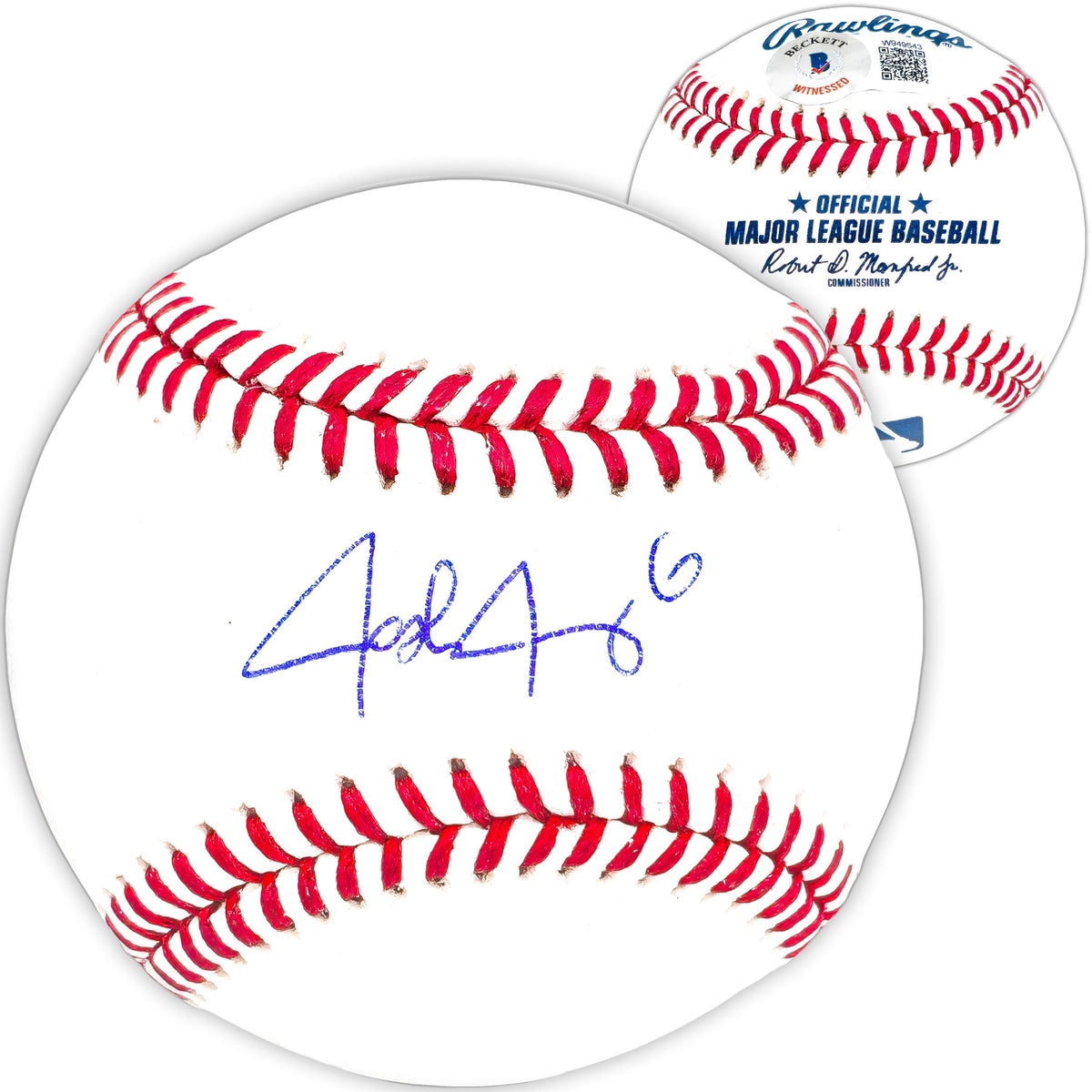 Josh Jung Autographed Official MLB Baseball Texas Rangers Beckett BAS Witness