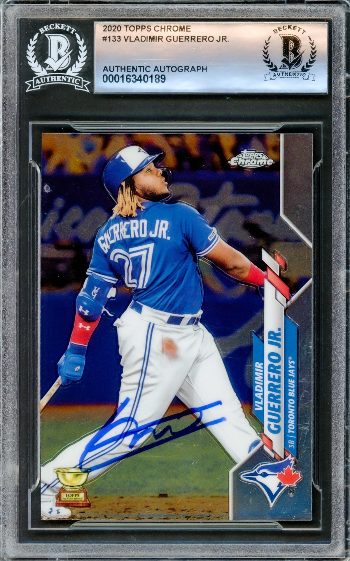 Vladimir Guerrero Jr. Autographed 2020 Topps Chrome Card #133 Toronto Blue Jays Beckett BAS