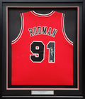 Chicago Bulls Dennis Rodman Autographed Framed Red Jersey Beckett BAS Stock #209443