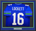 Seattle Seahawks Tyler Lockett Autographed Framed Blue Throwback Jersey MCS Holo