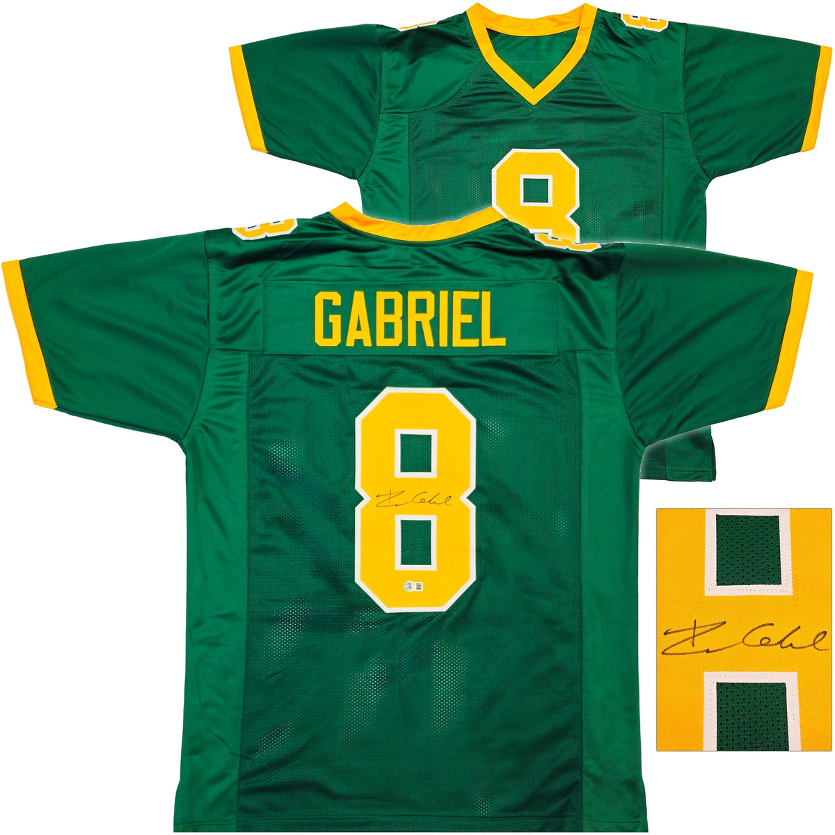 Oregon Ducks Dillon Gabriel Autographed Green Jersey Beckett BAS Witness