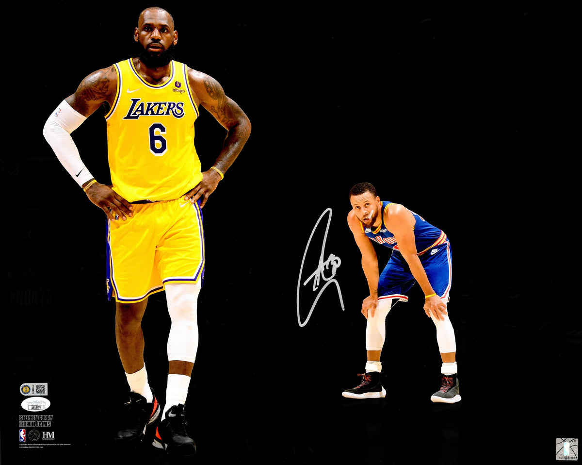 Stephen Curry Autographed 16x20 Photo Golden State Warriors With LeBron James JSA