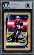 Mac Jones Autographed 2021 Donruss Rated Rookie Bronze Press Proof Rookie Card #255 New England Patriots Beckett BAS #14860788