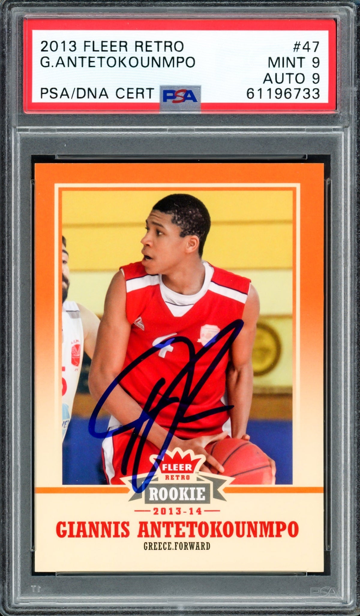 Giannis Antetokounmpo Autographed 2013 Fleer Retro Rookie Card #47 Milwaukee Bucks PSA 9 Auto Grade Mint 9 PSA/DNA #61196733