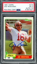 Joe Montana Autographed 1981 Topps Rookie Card #216 San Francisco 49ers PSA 5 Auto Grade Gem Mint 10 PSA/DNA #51847327