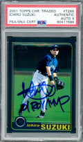 Ichiro Suzuki Autographed 2001 Topps Chrome Traded Rookie Card #T266 Seattle Mariners Auto Grade Mint 9 "01 ROY/MVP" PSA/DNA #60417686