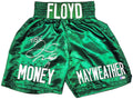 Floyd Mayweather Jr. Autographed Green Boxing Trunks "TBE" Beckett BAS Witness