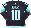 Seattle Kraken Matty Beniers Autographed Blue Adidas Authentic Jersey Size 44 Fanatics Holo