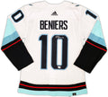 Seattle Kraken Matty Beniers Autographed White Adidas Authentic Jersey Size 44 Fanatics Holo