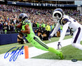 Tyler Lockett Autographed 8x10 Photo Seattle Seahawks Toe Tap Touchdown vs. Rams MCS Holo
