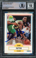 Gary Payton Autographed 1990-91 Fleer Update Rookie Card #U-92 Seattle Supersonics Auto 10 (Off-Center) Beckett BAS Stock #210481