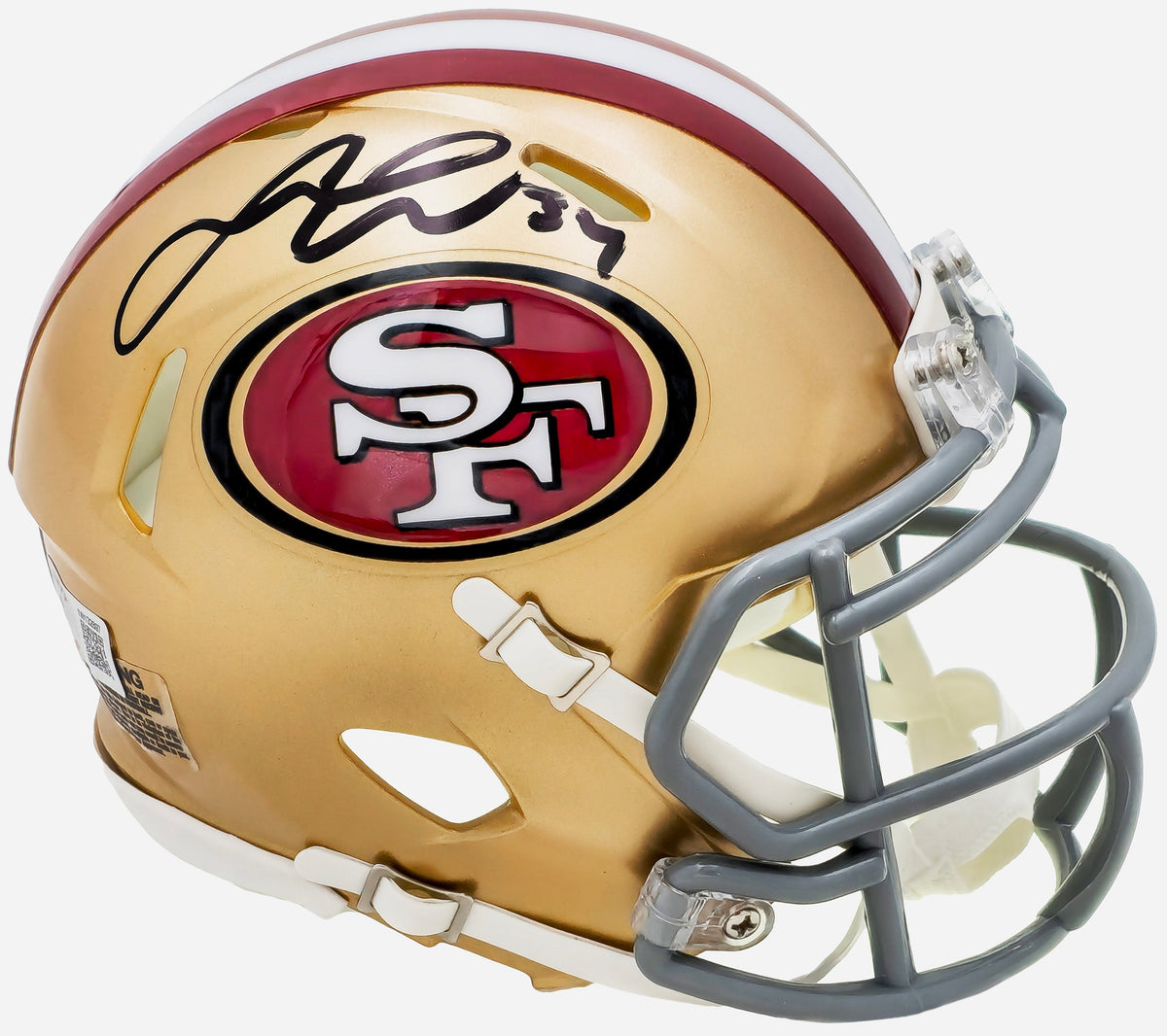 Fred Warner Autographed San Francisco 49ers Gold Speed Mini Helmet Beckett BAS Witness