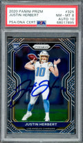 Justin Herbert Autographed 2020 Panini Prizm Rookie Card #325 Los Angeles Chargers PSA 8 Auto Grade Gem Mint 10 PSA/DNA #68017895
