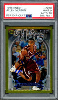 Allen Iverson Autographed 1996-97 Topps Finest Gold Rookie Card #280 Philadelphia 76ers PSA 9 Auto Grade Gem Mint 10 PSA/DNA #68017871