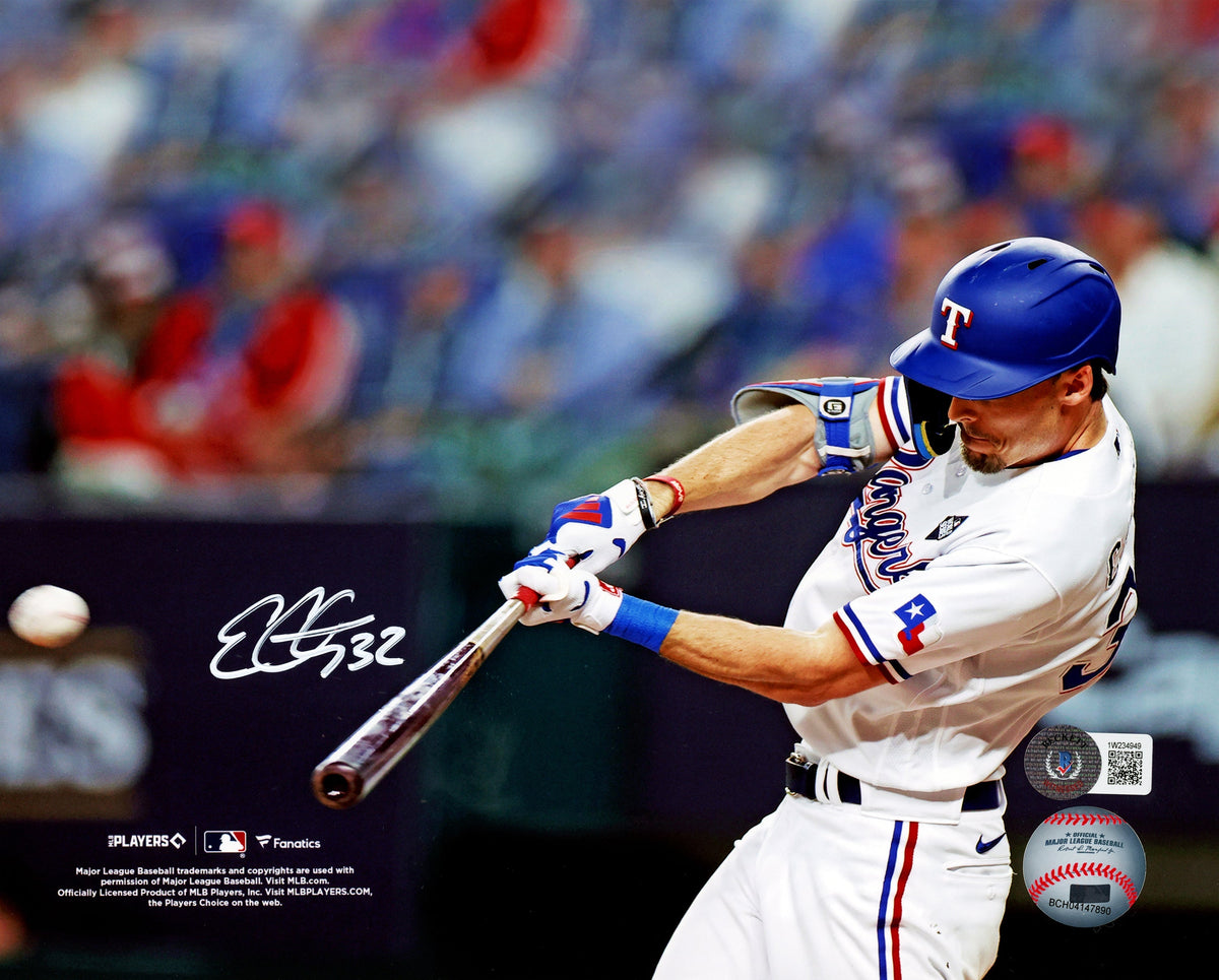 Evan Carter Autographed 8x10 Photo Texas Rangers Beckett BAS Witness