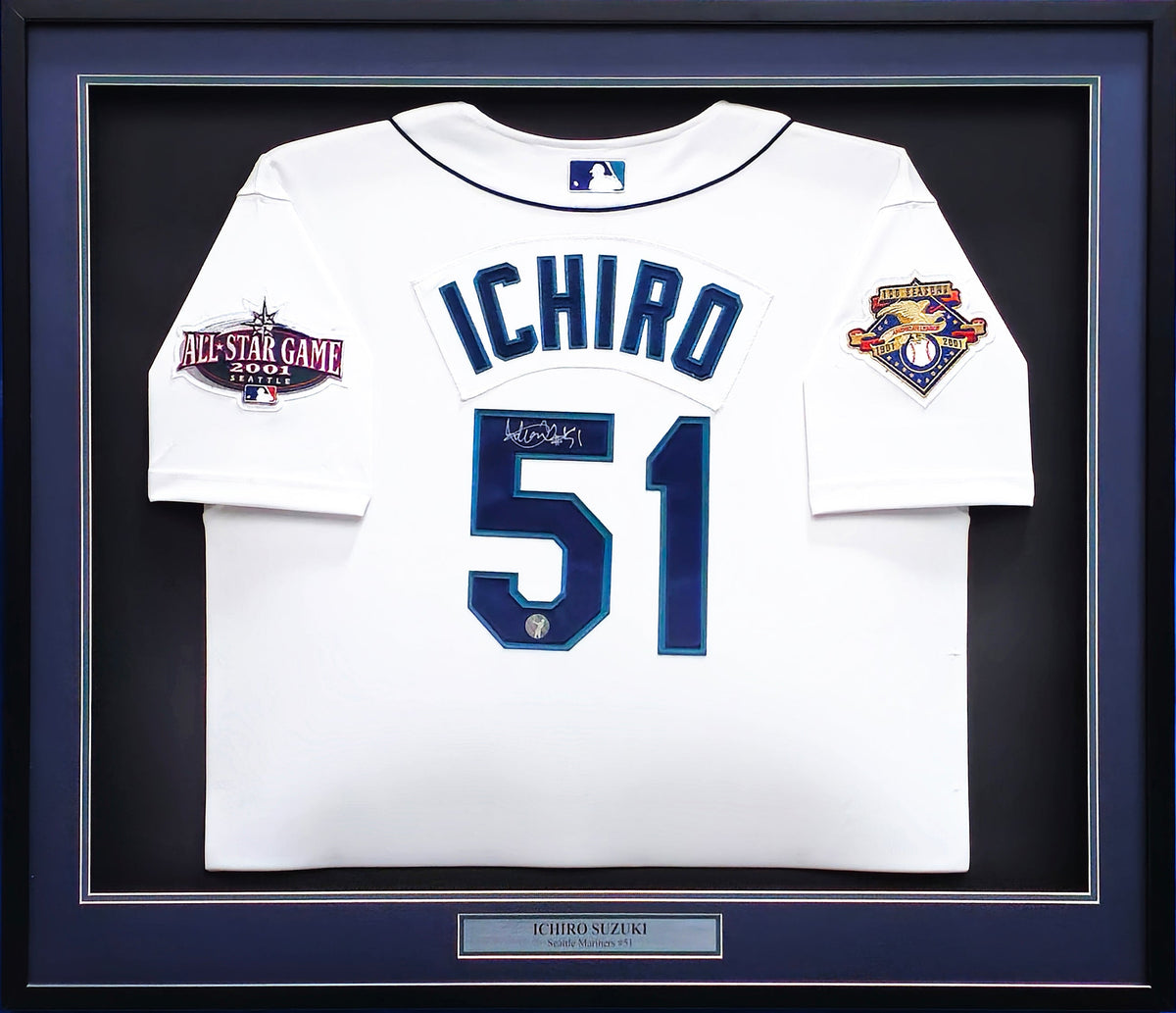 Seattle Mariners Ichiro Suzuki Autographed Framed White Authentic Mitchell & Ness Jersey IS Holo
