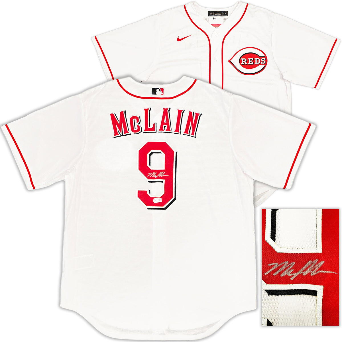 Cincinnati Reds Matt McLain Autographed White Nike Jersey Size L Beckett BAS Witness