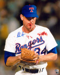 Nolan Ryan Autographed 16x20 Photo Texas Rangers Bloody Lip Beckett BAS QR
