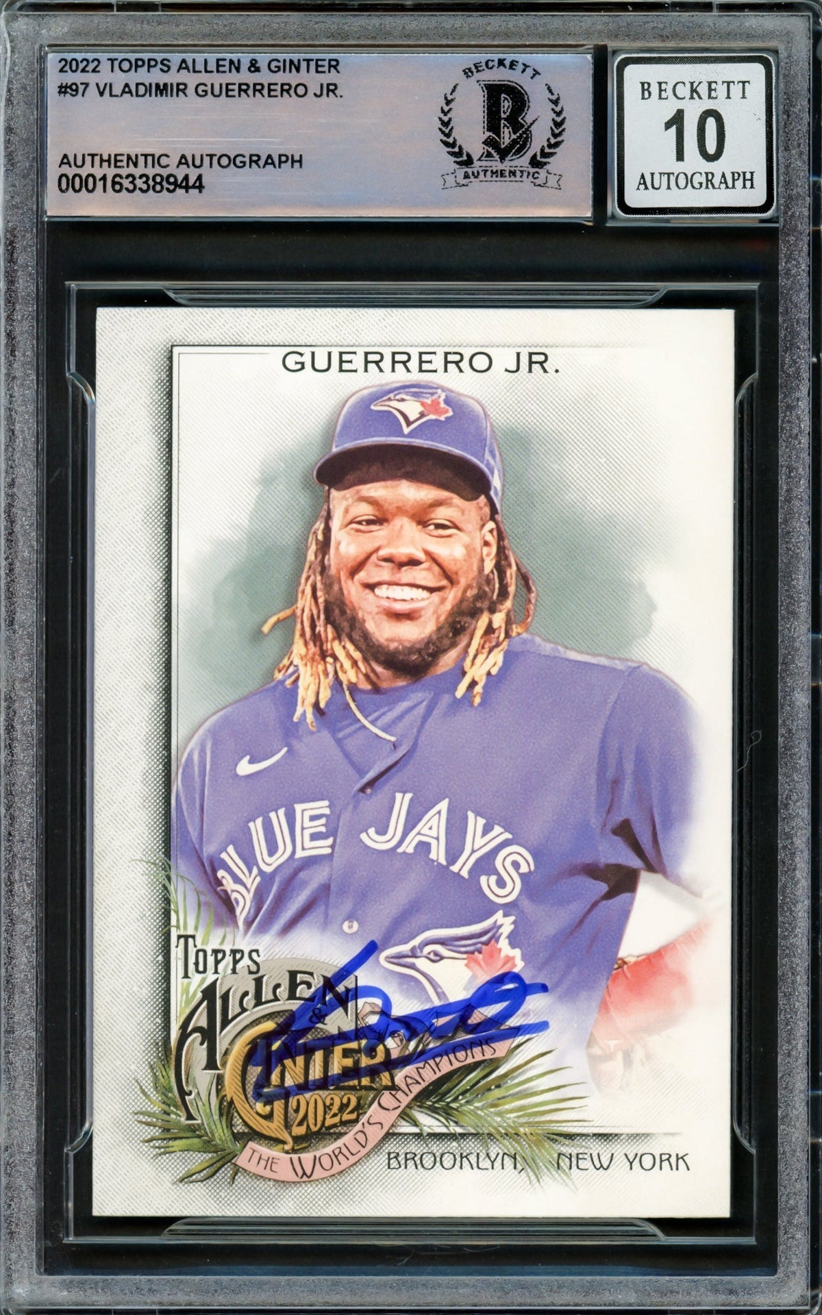 Vladimir Guerrero Jr. Autographed 2022 Topps Allen & Ginter Card #97 Toronto Blue Jays Auto Grade Gem Mint 10 Beckett BAS