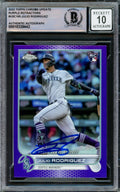 Julio Rodriguez Autographed 2022 Topps Chrome Update Purple Refractor Rookie Card #USC165 Seattle Mariners Auto Grade Gem Mint 10 Beckett BAS