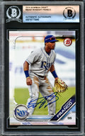 Wander Franco Autographed 2019 Bowman Draft Rookie Card #BD93 Tampa Bay Rays Beckett BAS #16175845