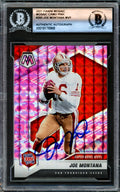 Joe Montana Autographed 2021 Panini Mosaic Prizm Camo Pink Card #293 San Francisco 49ers Beckett BAS #16176908