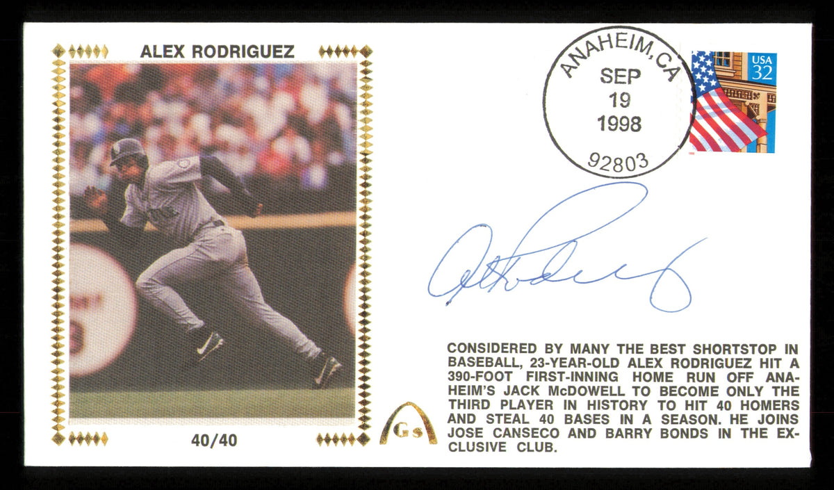 Alex Rodriguez Autographed 1998 First Day Cover Seattle Mariners