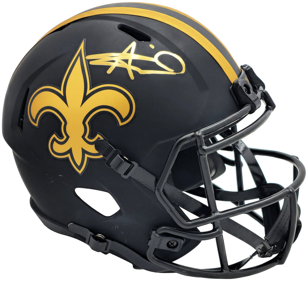 Alvin Kamara Autographed New Orleans Saints Eclipse Black Full Size Speed Replica Helmet Beckett BAS Witness