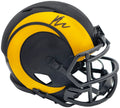 Kyren Williams Autographed Los Angeles Rams Eclipse Black Speed Mini Helmet Beckett BAS Witness